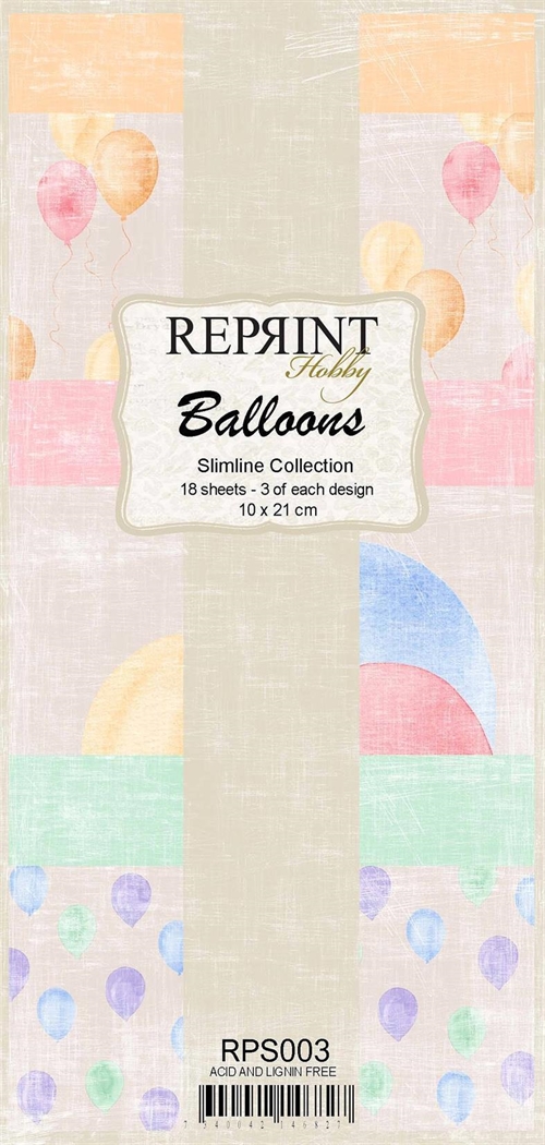 Reprint paperpack slimcard Balloons 3x6 design 10x21cm